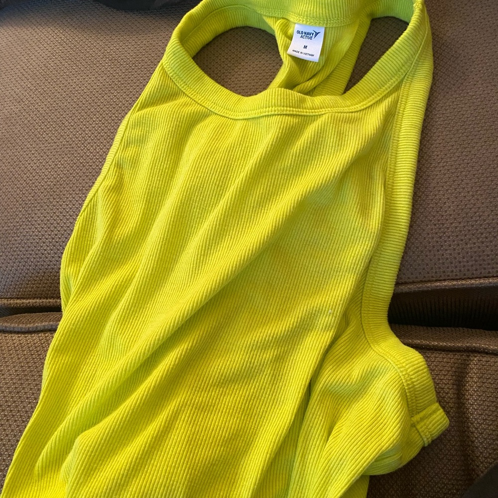 Green Yellow Ribbed Racerback